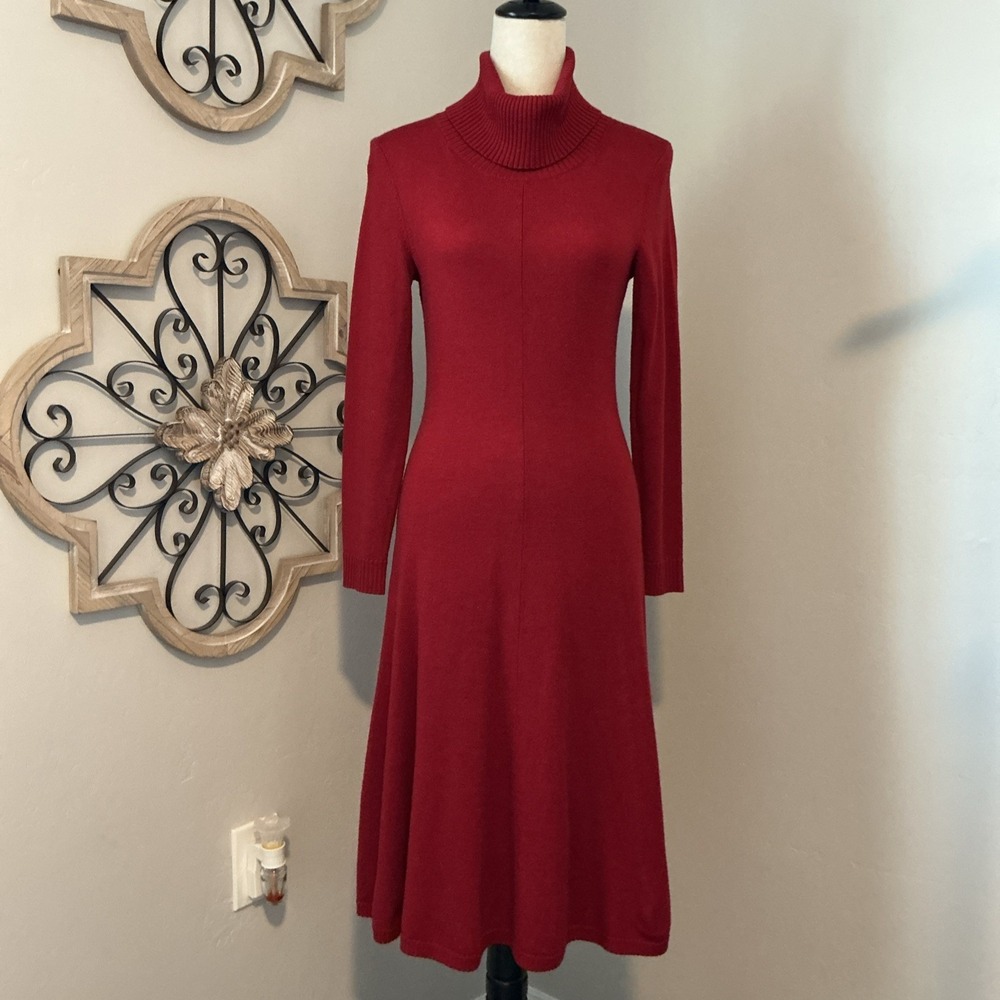 Lafayette‎ 148 Solid Red Wool Sweater Dress Sz M